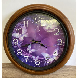 Lots Of Butterflies Wall Clock With a Real Heavy-duty 3D Wood Frame Decor 16"